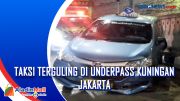 Taksi Terguling di Underpass Kuningan Jakarta