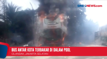Bus Tujuan Jawa Timur Terbakar Dalam Pool di Cilandak