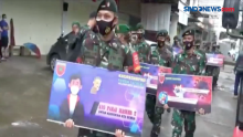 Aparat TNI di Makassar Lakukan Imbauan Agar Warga Mematuhi Prokes