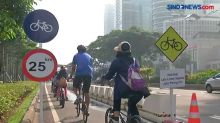 Pembatas Jalur Sepeda Semi Permanen di Jakarta Mulai Diberlakukan