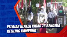 Pelajar Klaten Kirab 76 Bendera Keliling Kampung