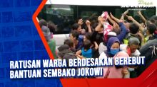 Ratusan Warga Berdesakan Berebut Bantuan Sembako Jokowi