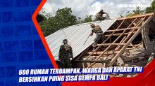 600 Rumah Terdampak, Warga dan Aparat TNI Bersihkan Puing Sisa Gempa Bali