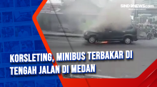 Korsleting, Minibus Terbakar di Tengah Jalan di Medan