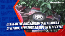 Detik-Detik Bus Hantam 3 Kendaraan di Jepara, Pengendara Motor Terpental