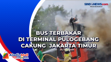 Bus Terbakar di Terminal Pulogebang Cakung Jakarta Timur