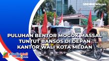 Puluhan Bentor Mogok Massal Tuntut Bansos di Depan Kantor Wali Kota Medan