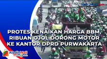 Protes Kenaikan Harga BBM, Ribuan Ojol Dorong Motor ke Kantor DPRD Purwakarta