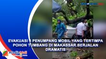 Evakuasi 6 Penumpang Mobil yang Tertimpa Pohon Tumbang di Makassar Berjalan Dramatis