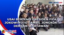 Usai Bertemu Presiden FIFA, Jokowi Foto Sambil Jongkok dengan Wartawan