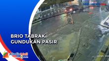 Viral, City Car Tabrak Gundukan Pasir di Jalan Ahmad Yani Sukabumi
