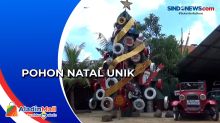 Unik! Pohon Natal dari Drum Bekas di Denpasar