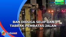 Truk Angkut Mesin Fotokopi Tabrak Pembatas Jalan dan Terguling di Tol Jakarta Cikampek