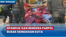 Ribuan Spanduk dan Bendera Parpol Ditertibkan Satpol PP di Kota Bandung