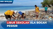 Isi Liburan Sekolah, Bocah Pesisir Buton Tengah Bersihkan Sampah di Pantai