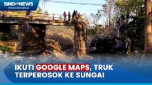 Truk Terjun ke Sungai usai Ikuti Google Maps di Lamongan