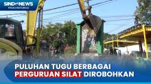 Detik-Detik Puluhan Tugu Berbagai Perguruan Silat Dirobohkan di Jombang