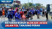 Tuntut Uang Pensiun, Ratusan Buruh Blokade Akses Jalan Tol Tanjung Perak