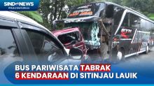 Bus Pariwisata Tabrak 6 Kendaraan di Kawasan Sitinjau Lauik Padang