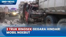 Laka 2 Truk di Tol Jakarta - Tangerang Gegara Hindari Mobil Ngebut, Muatan Tumpah Ruah