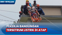 Detik-detik Tim Rescue BPBD Sidoarjo Evakuasi Pekerja Bangunan yang Tersetrum Listrik di Atap Rumah
