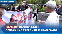 Disambut Spanduk Prabowo-Gibran, Ganjar Pranowo Ajak Pendukung Paslon 02 Makan Siang