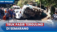 Diduga Tak Kuat Menanjak, Truk Pasir Timpa Minibus dan Motor di Semarang
