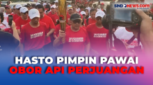 Jelang Rakernas PDIP, Hasto Kristiyanto Pimpin Pawai Obor Api Perjuangan