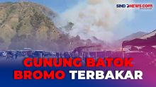 Gunung Batok Mengalami Kebakaran, Kobaran Api dan Kepulan Asap Terlihat Jelas dari Savana Bromo