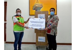 Satgas  Bencana Nasional BUMN DKI Jakarta Bagikan 45.000 Masker