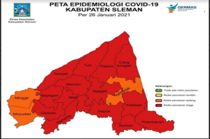 82,35% Wilayah Sleman Diselimuti Zona Merah COVID-19