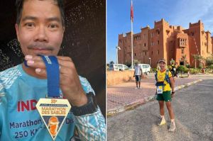 Sentuh Garis Finis Marathon Des Sables 254 Km di Sahara, Omar Agoes Dedikasikan untuk Anak Indonesia