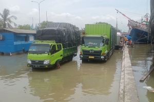 Pelabuhan Sunda Kelapa Terendam Banjir, Antrean Truk Mengular