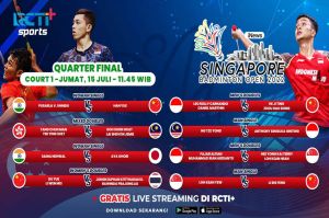 Live Streaming RCTI+ Gratis! Tonton Keseruan Perempat Final Singapore Open 2022