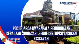 Posisi Arca Dwarapala Peninggalan Kerajaan Singasari Bergeser, BPCB Lakukan Ekskavasi