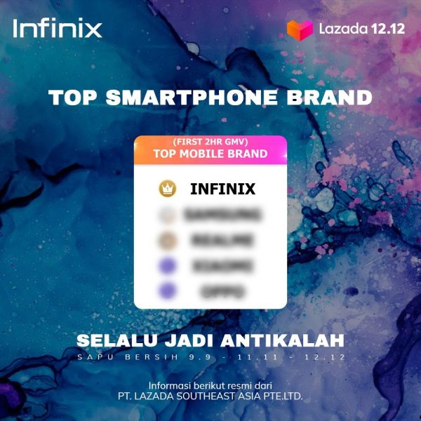 Infinix Sapu Bersih Penjualan Ponsel Terbanyak di Harbolnas Lazada 2020