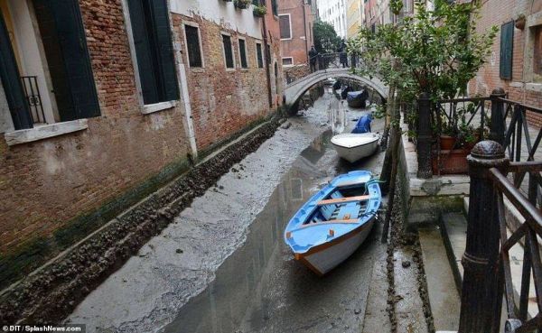 Air kanal surut di Venesia setelah banjir besar 3 bulan lalu