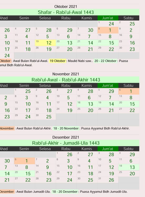 2021 hari islam ini kalendar Kalender 2021