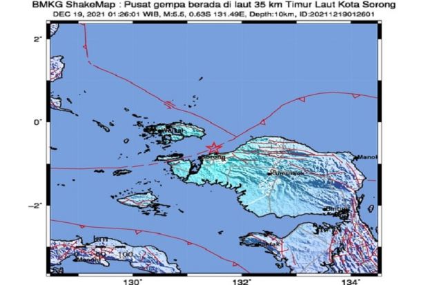 Gempa Magnitudo 5,5 Guncang Sorong Papua, BMKG: Hati-hati Gempa Susulan