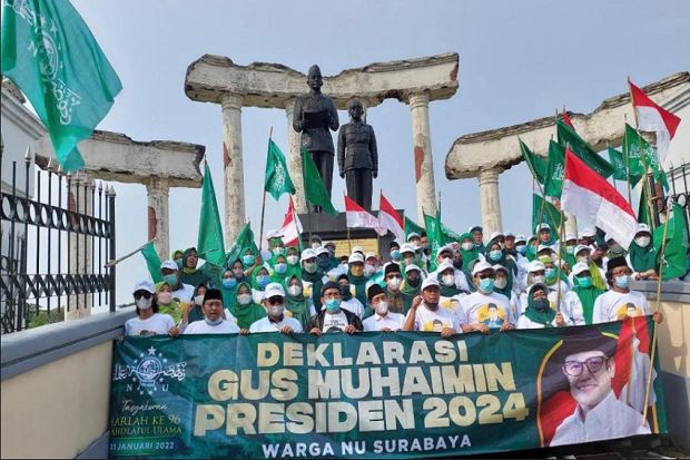 Di Tugu Pahlawan, Warga Muda NU Surabaya Deklarasikan Gus Muhaimin Capres 2024