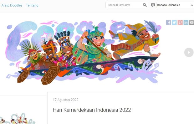 Rayakan HUT ke-77 RI, Google Doodle Pasang Karya Ilustrator Lulusan ITB
