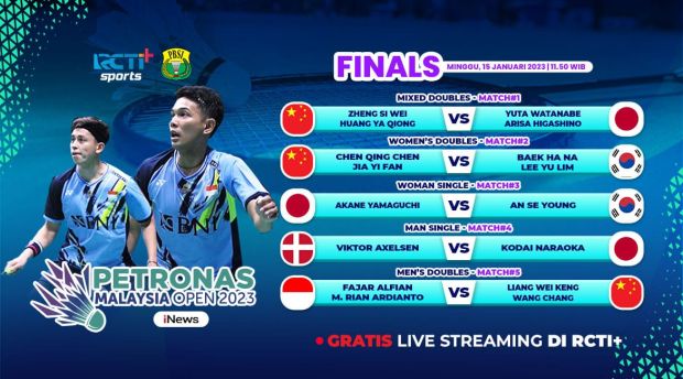Link Live Streaming RCTI+! Fajar/Rian Siap Juarai Ganda Putra di Final