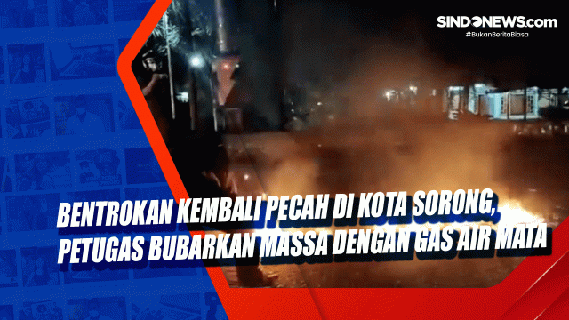 Bentrokan Kembali Pecah di Kota Sorong, Petugas Bubarkan....