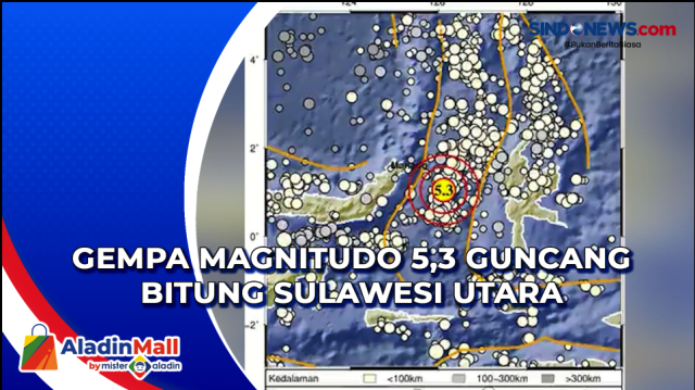 Gempa Magnitudo 5,3 Guncang Bitung Sulawesi Utara