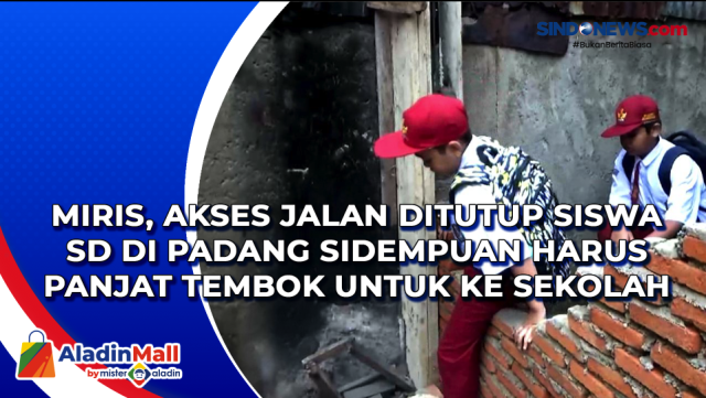 Miris, Akses Jalan Ditutup Siswa SD di Padang Sidempuan....