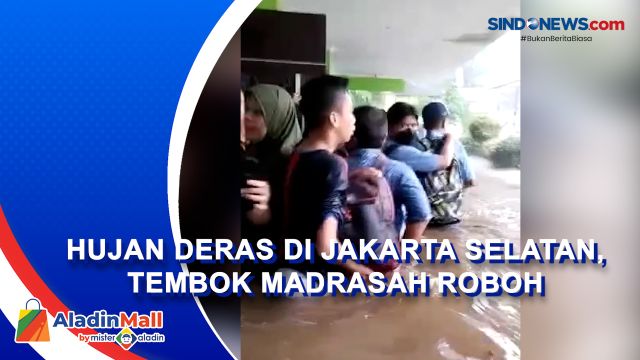 Hujan Deras di Jakarta Selatan, Tembok Madrasah Roboh