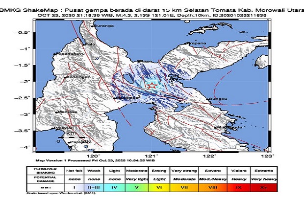 Tengah Malam, Morowali Utara Diguncang Gempa Bermagnitudo 4.3