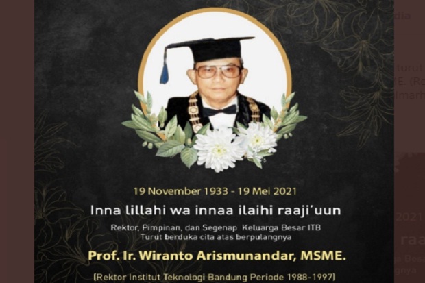 Mantan Mendikbud dan Rektor ITB Wiranto Arismunandar Tutup Usia