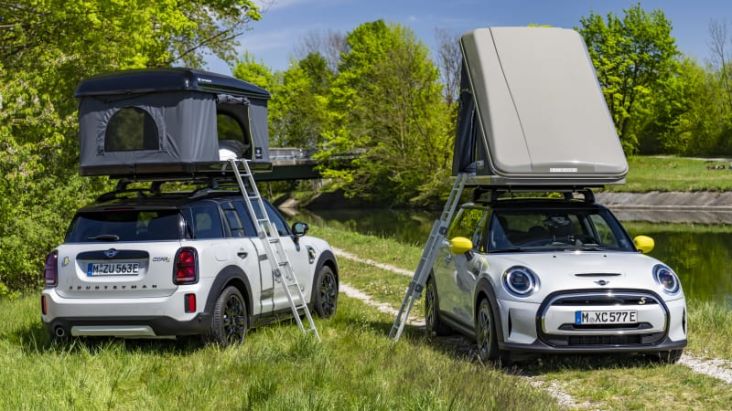 Jadi Mobil Camper, Mini Listrik Dilengkapi dengan Tenda Portable