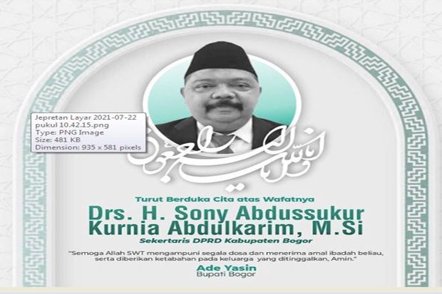 Sekretaris DPRD Kabupaten Bogor Meninggal Dunia, Ade Yasin: Beliau Pekerja Keras yang Humoris